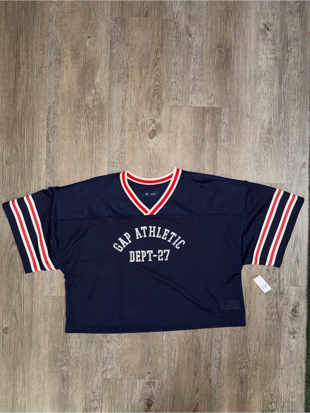 GAP Navy cropped mesh jersey
